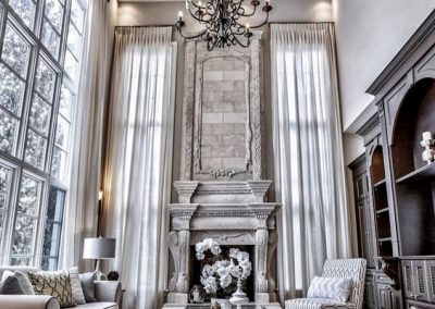 2 story silk formal drapery grey and white