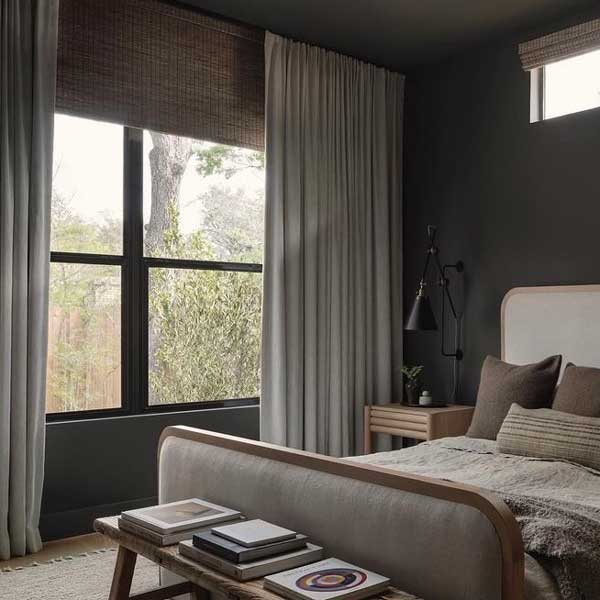 bedroom with curtains