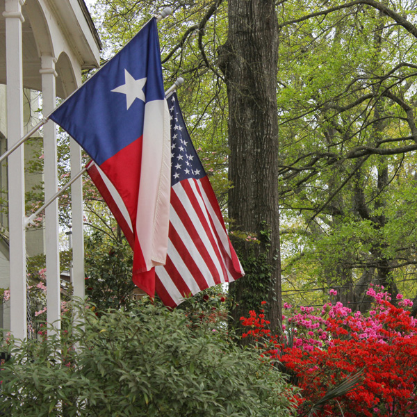 Texas flag on front porch