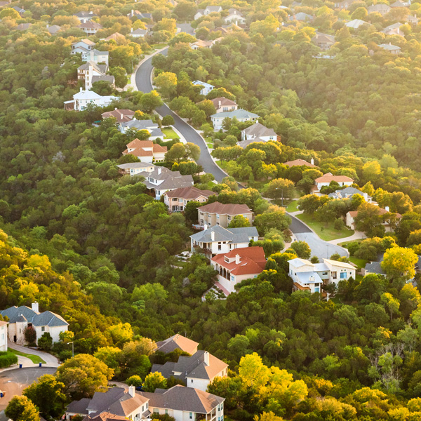 aerial view of Austin neighborhood