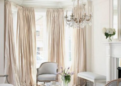 bay window formal silk pleated living room french design