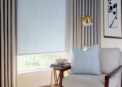 fabric roller shade and drapery living room