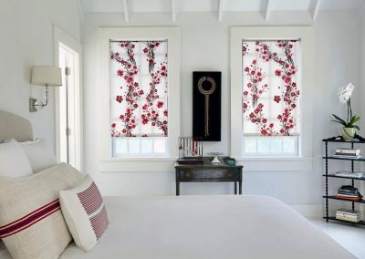 fabric roller shades master bedroom floral print