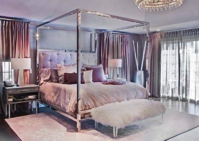 Modern Glam Master Bedroom Silk And Sheer Panels Velvet Flat Panel