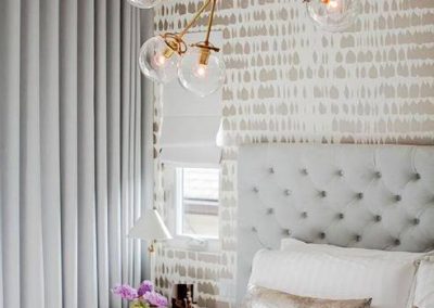 Modern Master Bedroom Ripplefold Drapery White