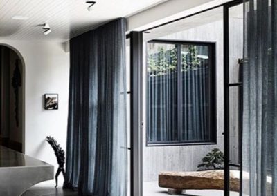 Sheer Grey Black linen Curtains for Sliding Door in Austin, TX